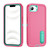 iPhone 17e / 16e Rugged PC + Silicone Phone Case with Holder - Rose Red+Light Green