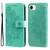 iPhone 17e / 16e Seven-petal Flowers Embossing Leather Phone Case - Green
