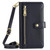 iPhone 17e / 16e Sheep Texture Cross-body Zipper Wallet Leather Phone Case - Black