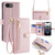 iPhone 17e / 16e Sheep Texture Cross-body Zipper Wallet Leather Phone Case - Pink