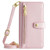 iPhone 17e / 16e Sheep Texture Cross-body Zipper Wallet Leather Phone Case - Pink