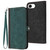 iPhone 17e / 16e Side Buckle Double Fold Hand Strap Leather Phone Case - Dark Green