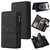 iPhone 17e / 16e Skin Feel Multi Card Slots Zipper Wallet Leather Phone Case - Black