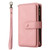 iPhone 17e / 16e Skin Feel Multi Card Slots Zipper Wallet Leather Phone Case - Pink