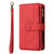 iPhone 17e / 16e Skin Feel Multi Card Slots Zipper Wallet Leather Phone Case - Red