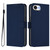 iPhone 17e / 16e Skin Feel Solid Color Leather Phone Case with Lanyard - Navy Blue
