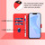 iPhone 17e / 16e Skin Feel Solid Color Leather Phone Case with Lanyard - Red