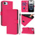 iPhone 17e / 16e Skin Feel Solid Color Leather Phone Case with Lanyard - Rose Red
