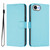 iPhone 17e / 16e Skin Feel Solid Color Leather Phone Case with Lanyard - Sky Blue