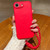 iPhone 17e / 16e Solid Color Liquid Silicone Magnetic Phone Case with Lanyard - Red