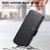 iPhone 17e / 16e Splitable Electroplated MagSafe RFID Anti-theft Leather Phone Case with Lens Film - Black