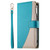 iPhone 17e / 16e Stitching Multi-card Zipper Wallet Leather Phone Case with Short Strap - Blue