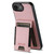 iPhone 17e / 16e Suteni H03 Litchi Leather Card Bag Stand Back Phone Case - Pink