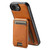 iPhone 17e / 16e Suteni H15 MagSafe Oil Eax Leather Detachable Wallet Back Phone Case - Khaki