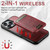 iPhone 17e / 16e Suteni H15 MagSafe Oil Eax Leather Detachable Wallet Back Phone Case - Red