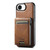 iPhone 17e / 16e Suteni H19 Oil Wax 2-in-1 MagSafe Removable Card Box Back Phone Case - Brown