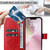 iPhone 17e / 16e Tree & Cat Embossed Pattern Flip Leather Phone Case - Red