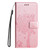 iPhone 17e / 16e Tree & Cat Embossed Pattern Flip Leather Phone Case - Rose Gold