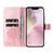 iPhone 17e / 16e Tree & Cat Embossed Pattern Flip Leather Phone Case - Rose Gold