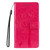 iPhone 17e / 16e Tree & Cat Embossed Pattern Flip Leather Phone Case - Rose Red