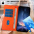 iPhone 17e / 16e Tree Cat Embossed Flip Vegan Leather Phone Case - Orange