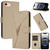 iPhone 17e / 16e Triangle Pattern Buckle Clasp Leather Phone Case - Gold