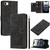 iPhone 17e / 16e Tulips Embossed Leather Phone Case with Lanyard - Black