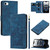 iPhone 17e / 16e Tulips Embossed Leather Phone Case with Lanyard - Blue