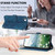 iPhone 17e / 16e Tulips Embossed Leather Phone Case with Lanyard - Blue