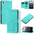 iPhone 17e / 16e Tulips Embossed Leather Phone Case with Lanyard - Green