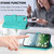 iPhone 17e / 16e Tulips Embossed Leather Phone Case with Lanyard - Green