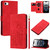 iPhone 17e / 16e Tulips Embossed Leather Phone Case with Lanyard - Red