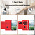 iPhone 17e / 16e Tulips Embossed Leather Phone Case with Lanyard - Red