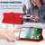 iPhone 17e / 16e Tulips Embossed Leather Phone Case with Lanyard - Red