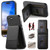 iPhone 17e / 16e Twill Fabric Leather Vertical Flip RFID Card Bag Phone Case - Black