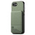 iPhone 17e / 16e Twill Fabric Leather Vertical Flip RFID Card Bag Phone Case - Green