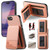 iPhone 17e / 16e Twill Fabric Leather Vertical Flip RFID Card Bag Phone Case - Pink