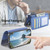 iPhone 17e / 16e Twill Fabric MagSafe RFID Anti-theft Zipper Wallet Leather Phone Case - Dark Blue