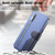 iPhone 17e / 16e Twill Fabric MagSafe RFID Anti-theft Zipper Wallet Leather Phone Case - Dark Blue