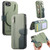 iPhone 17e / 16e Twill Fabric MagSafe RFID Anti-theft Zipper Wallet Leather Phone Case - Green