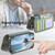 iPhone 17e / 16e Twill Fabric MagSafe RFID Anti-theft Zipper Wallet Leather Phone Case - Green
