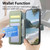 iPhone 17e / 16e Twill Fabric MagSafe RFID Anti-theft Zipper Wallet Leather Phone Case - Green