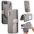 iPhone 17e / 16e Twill Fabric MagSafe RFID Anti-theft Zipper Wallet Leather Phone Case - Grey