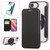 iPhone 17e / 16e Ultra-thin Rotation Holder Magnetic Plating Vegan Leather Phone Case - Black