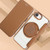 iPhone 17e / 16e Ultra-thin Rotation Holder Magnetic Plating Vegan Leather Phone Case - Brown