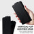 iPhone 17e / 16e Vertical Flip Cover Solid Color Vegan Leather Phone Case with Crossbody Chain - Black