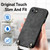 iPhone 17e / 16e Vintage Leather PC Back Cover Phone Case with Crossbody Strap - Black