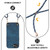 iPhone 17e / 16e Vintage Leather PC Back Cover Phone Case with Crossbody Strap - Blue