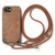 iPhone 17e / 16e Vintage Leather PC Back Cover Phone Case with Crossbody Strap - Brown