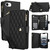 iPhone 17e / 16e YM016 Rhombic Zipper Card Wallet Leather Phone Case with Lanyard - Black